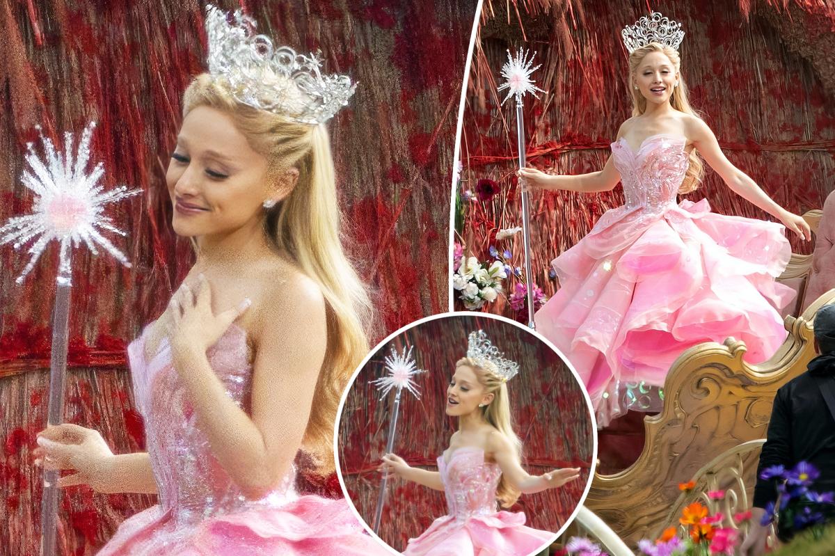 ‘Wicked’ first look Ariana Grande glows as Glinda after defending