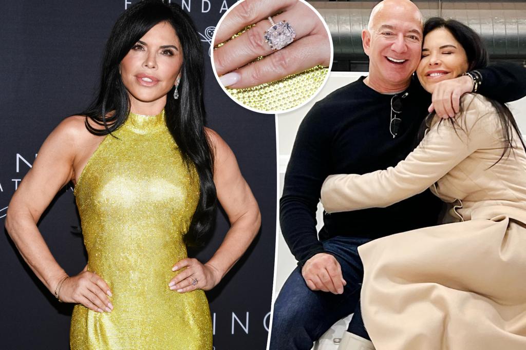 Lauren Sánchez shows off enormous engagement ring from Jeff Bezos ...