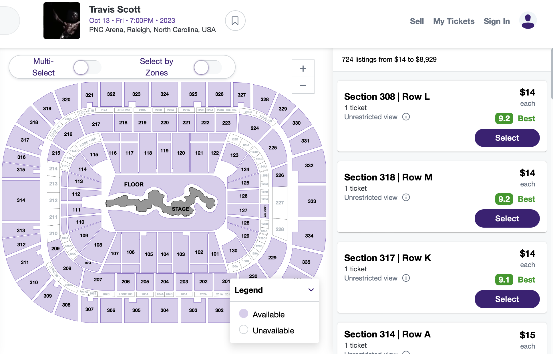 a screenshot of travis Scott resale prices