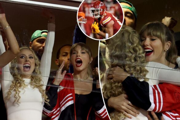 Taylor Swift cheers on Travis Kelce at Chiefs vs. Broncos game in ...