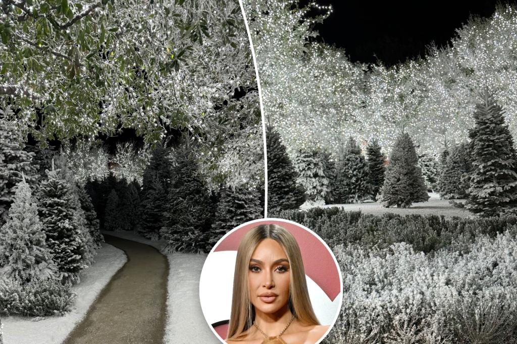 Kim Kardashian transforms LA backyard into winter wonderland: ‘Snow ...